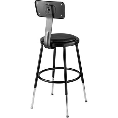 19"-27"H Adjustable Stool with Padded Back and Seat